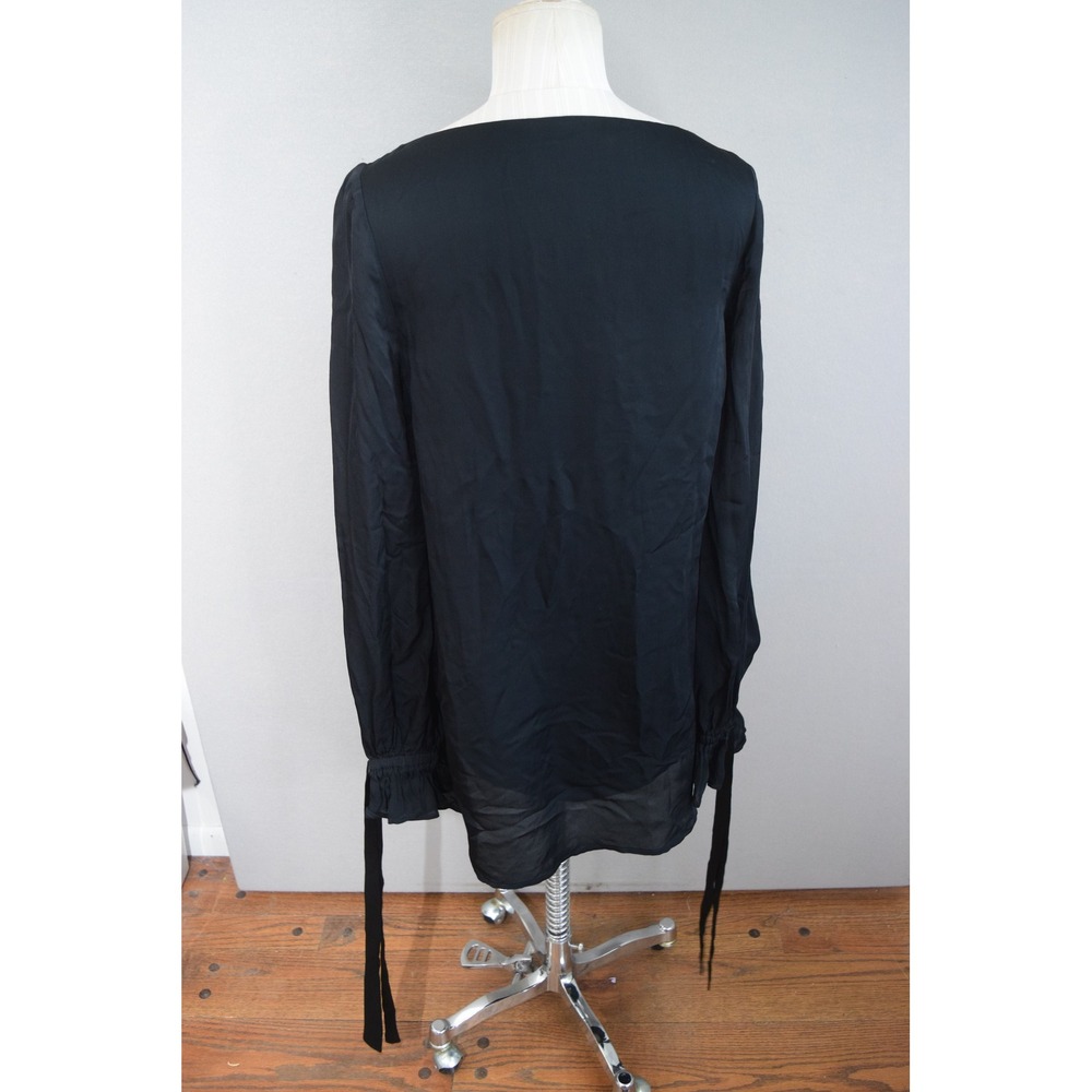 Stone Cold Fox Mini Dress Small Black Bow Cuff Long Sleeve Womens LBD Classic - Picture 3 of 5